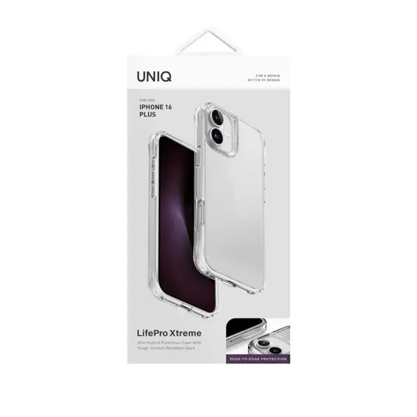 UNIQ LIFEPRO XTREME SLIM HYBRID PROTECTIVE CASE WITH TOUGH SCRATCH-RESISTANT BACK FOR 2024 IPHONE 16 PLUS | CLEAR
